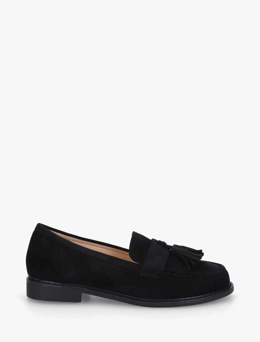 Suède loafers met kwastjes - Zwart