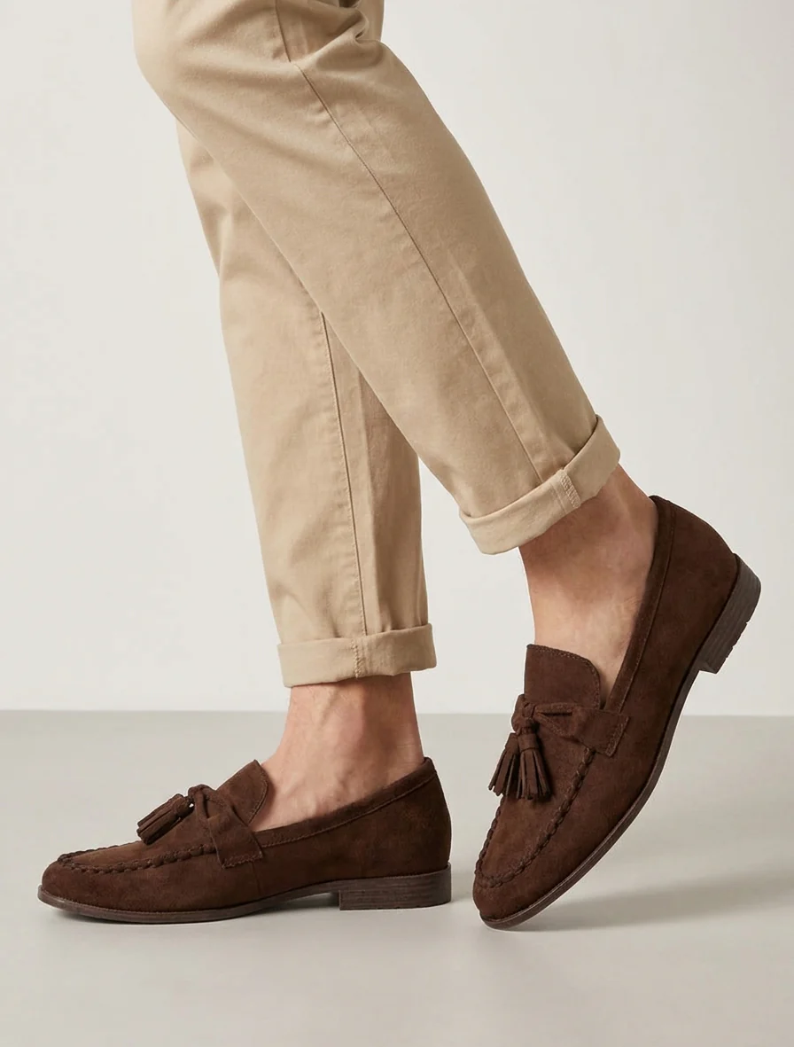 Suède loafers met kwastjes - Bruin - Image 5