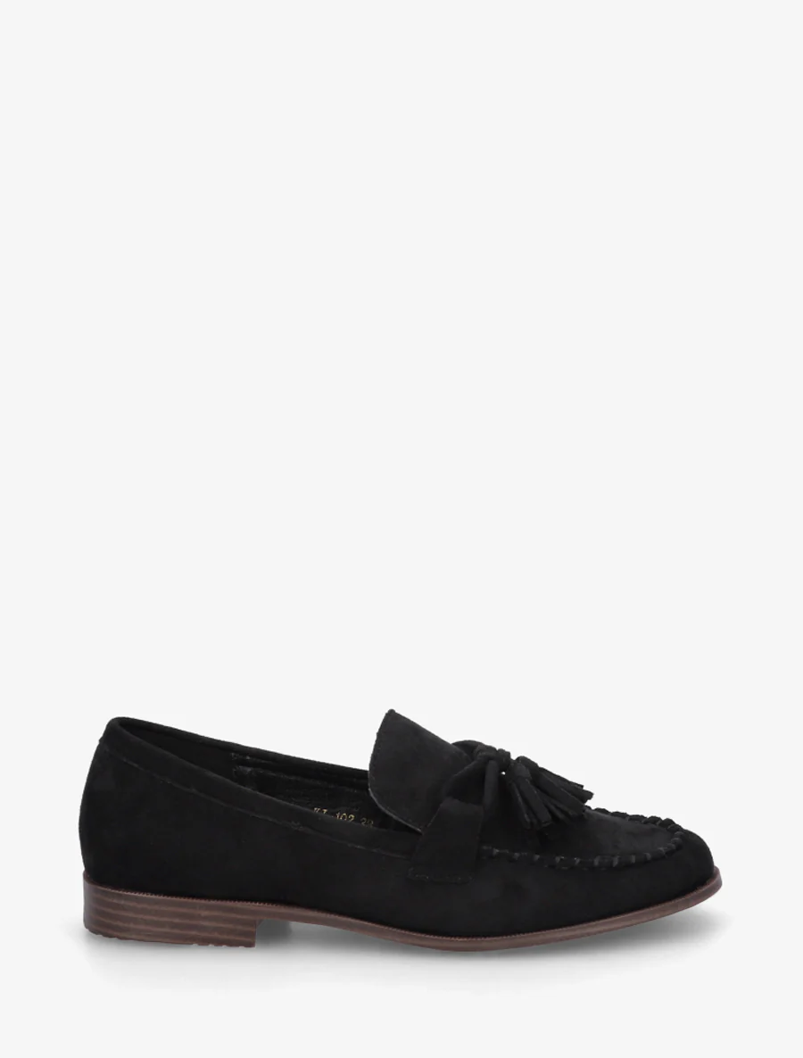 Suède loafers met kwastjes - Zwart
