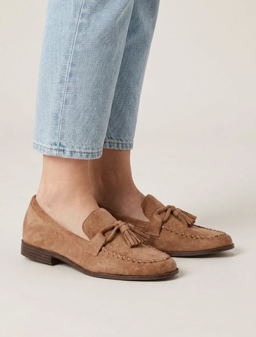 Suède loafers met kwastjes - Kameel - Image 5