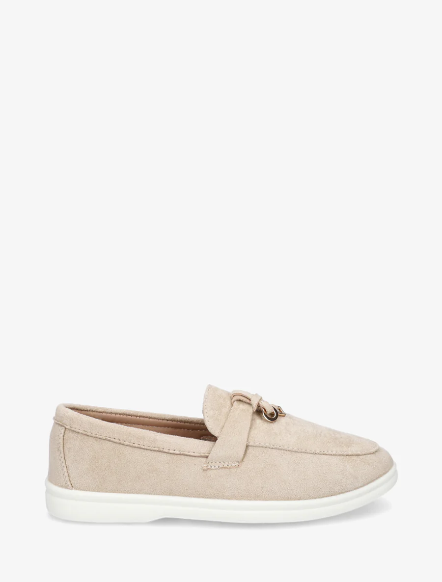 Suède loafers met platte zool - Beige