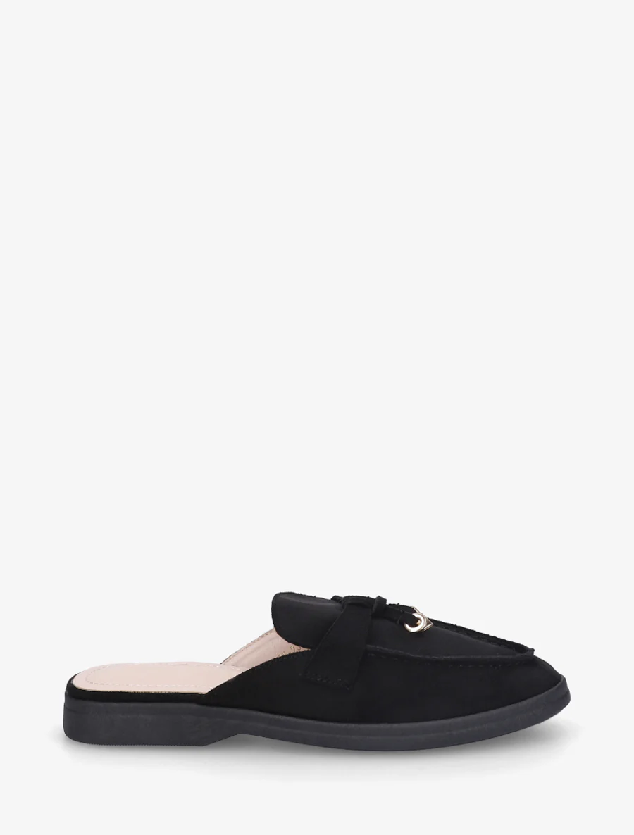 Suède mocassin stijl muiltjes - Zwart