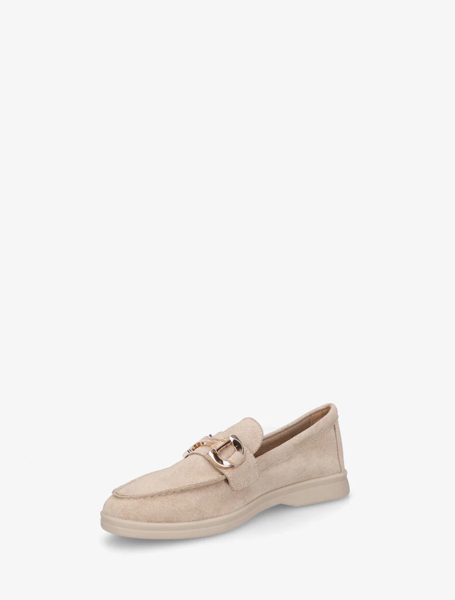 Suède mocassins met gesp en platte zool - Beige - Image 3