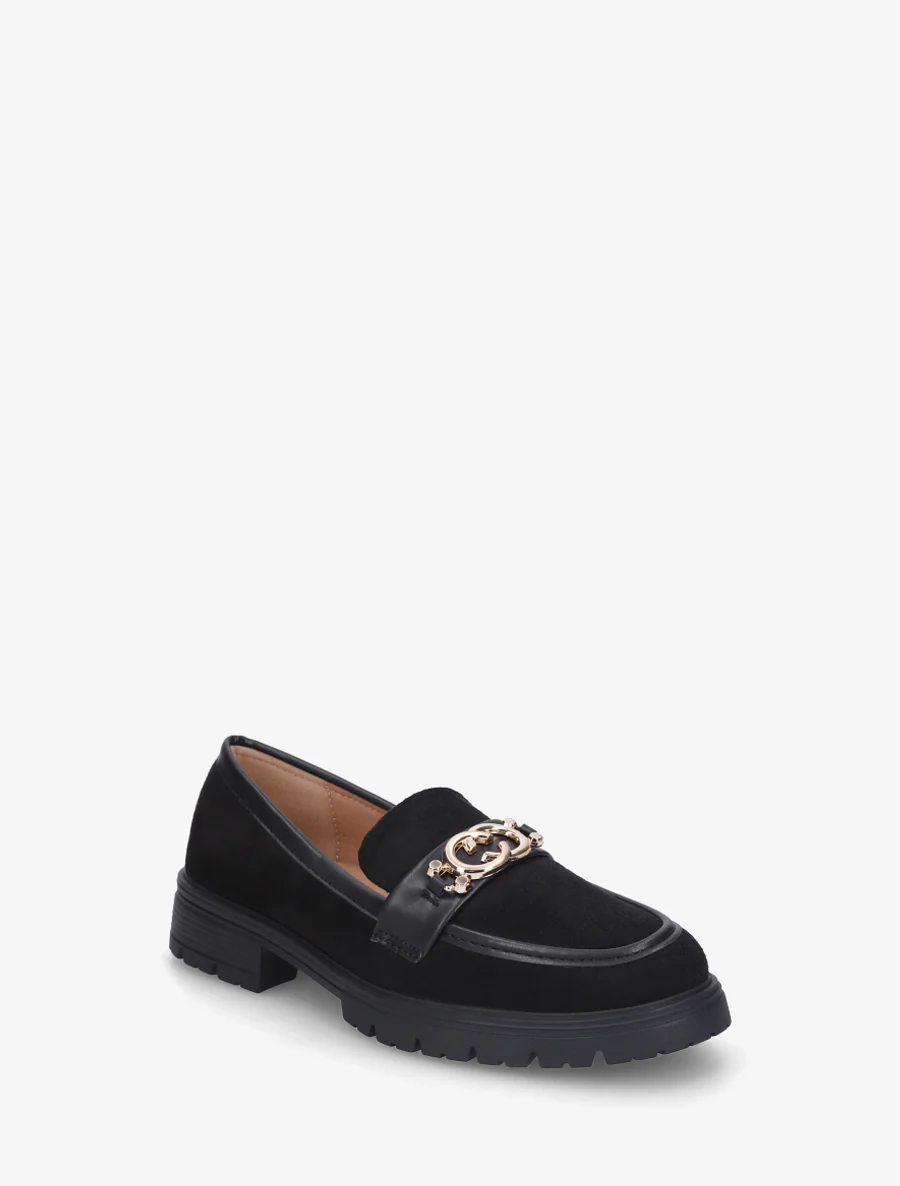 Suède mocassins met metalen gesp - Zwart - Image 2