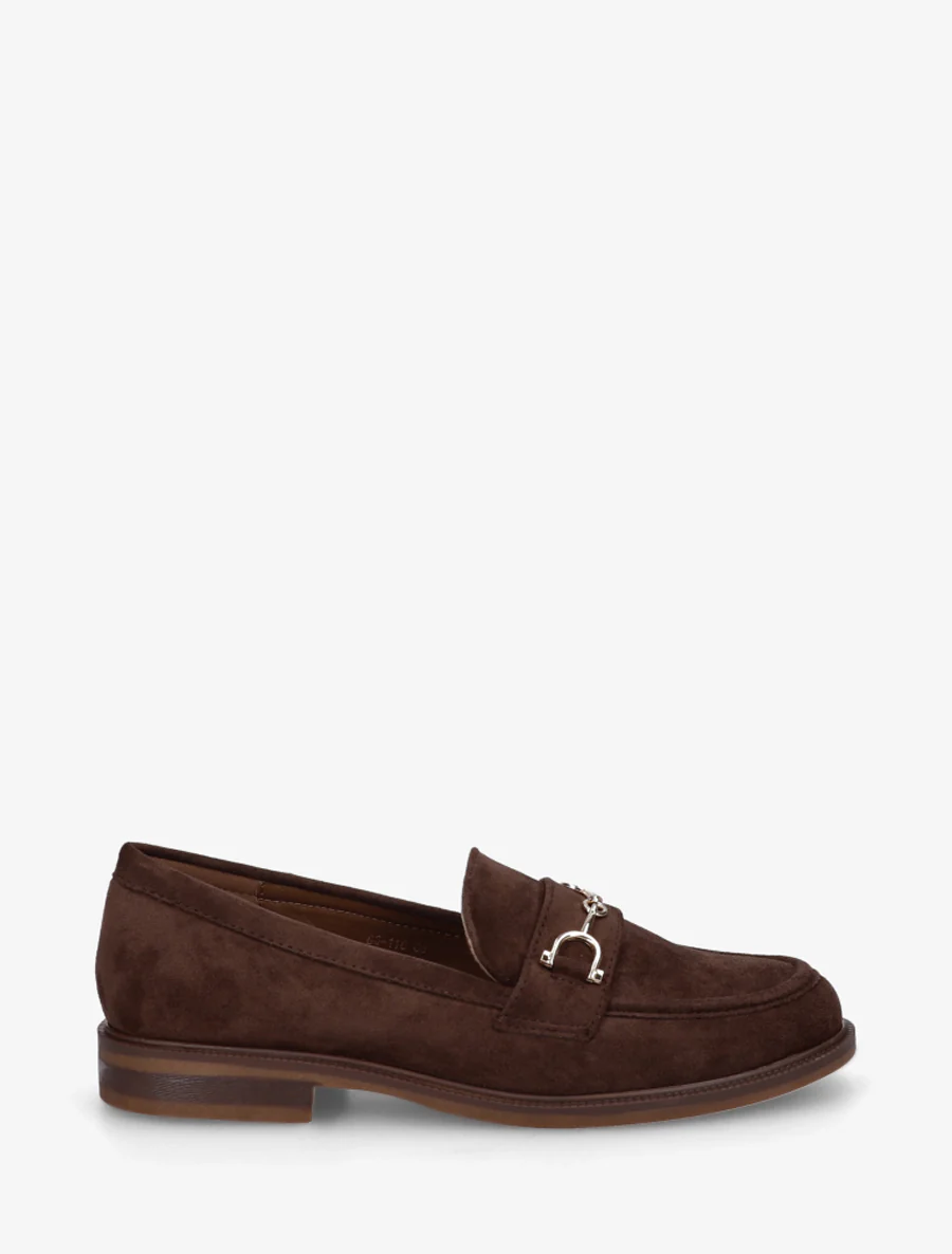 Suède mocassins met metalen gesp - Bruin