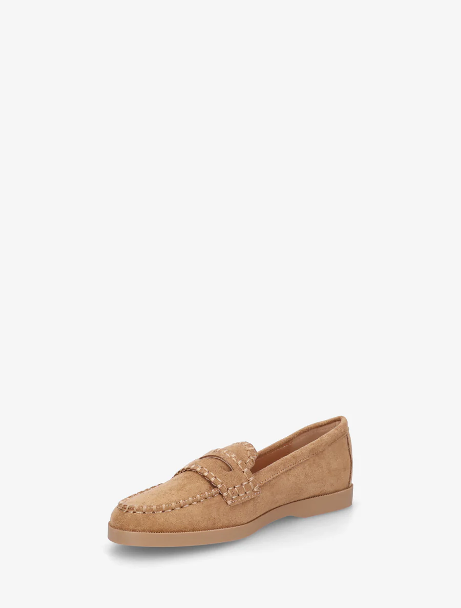 Suède mocassins met stiksels - Kameel - Image 3