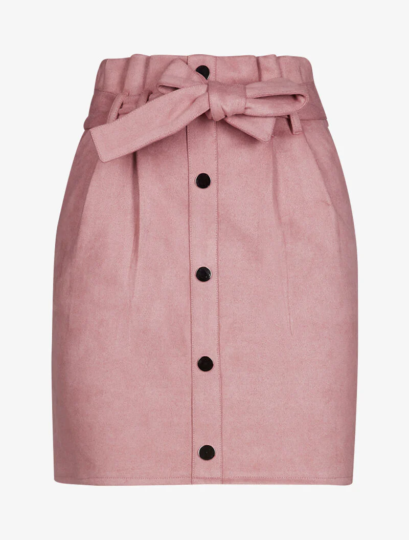 Suède rok met zilveren knopen - roze