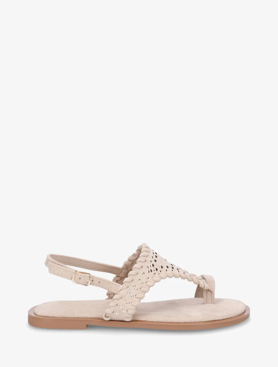 Suède sandalen met een riem met studs. - Mol