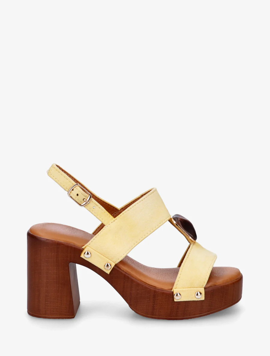 Suède sandalen met hak - Geel