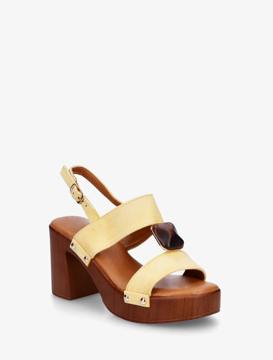 Suède sandalen met hak - Geel - Image 2