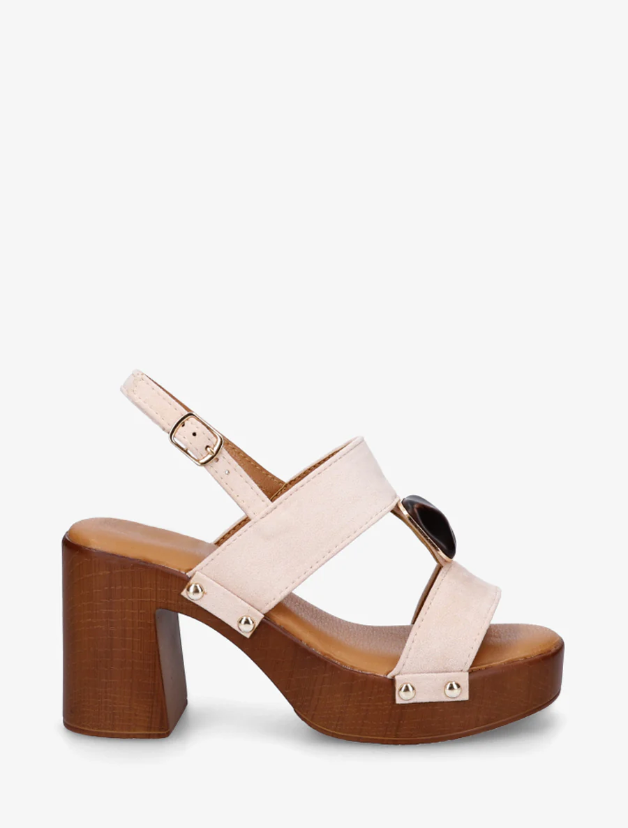 Suède sandalen met hak - Naakt