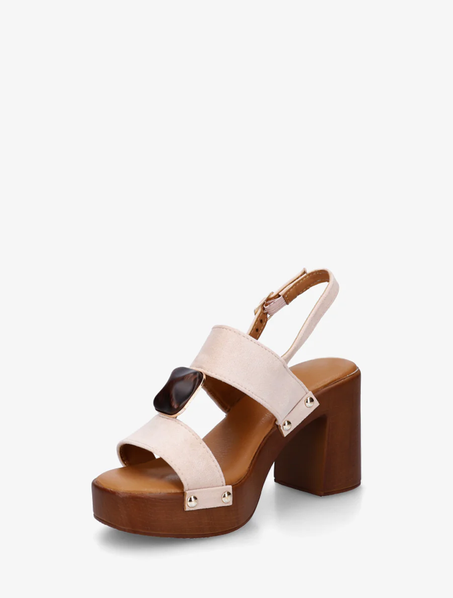 Suède sandalen met hak - Naakt - Image 3
