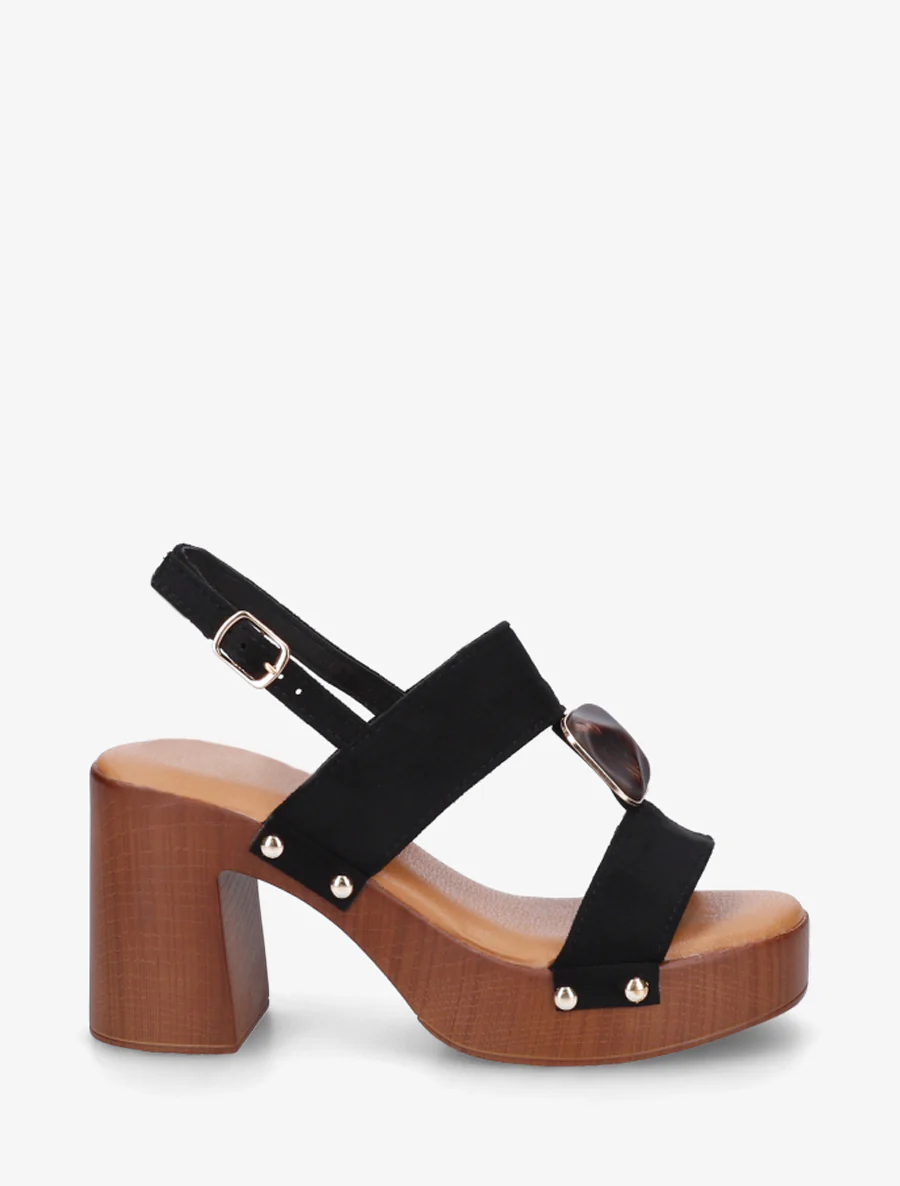 Suède sandalen met hak - Zwart