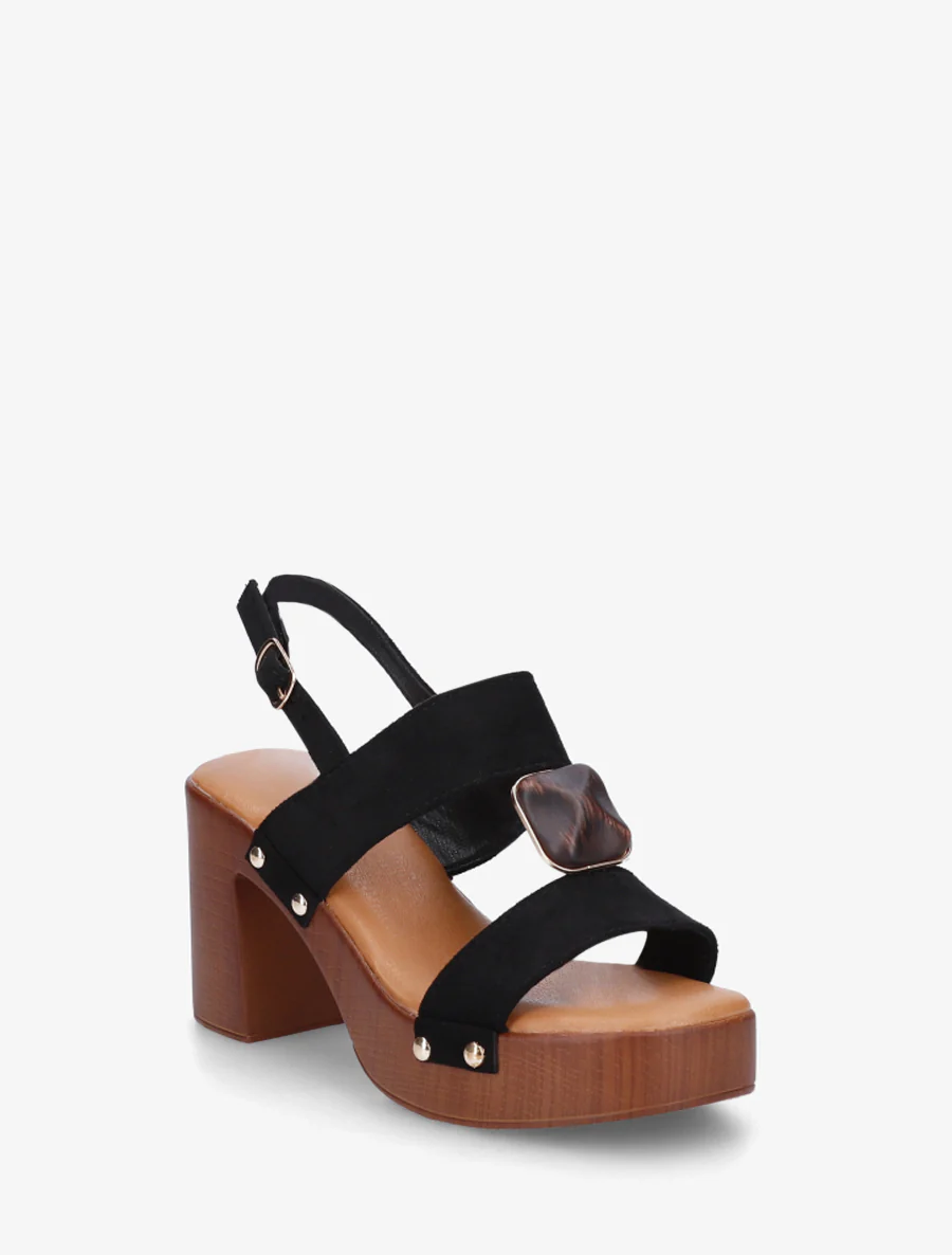 Suède sandalen met hak - Zwart - Image 2