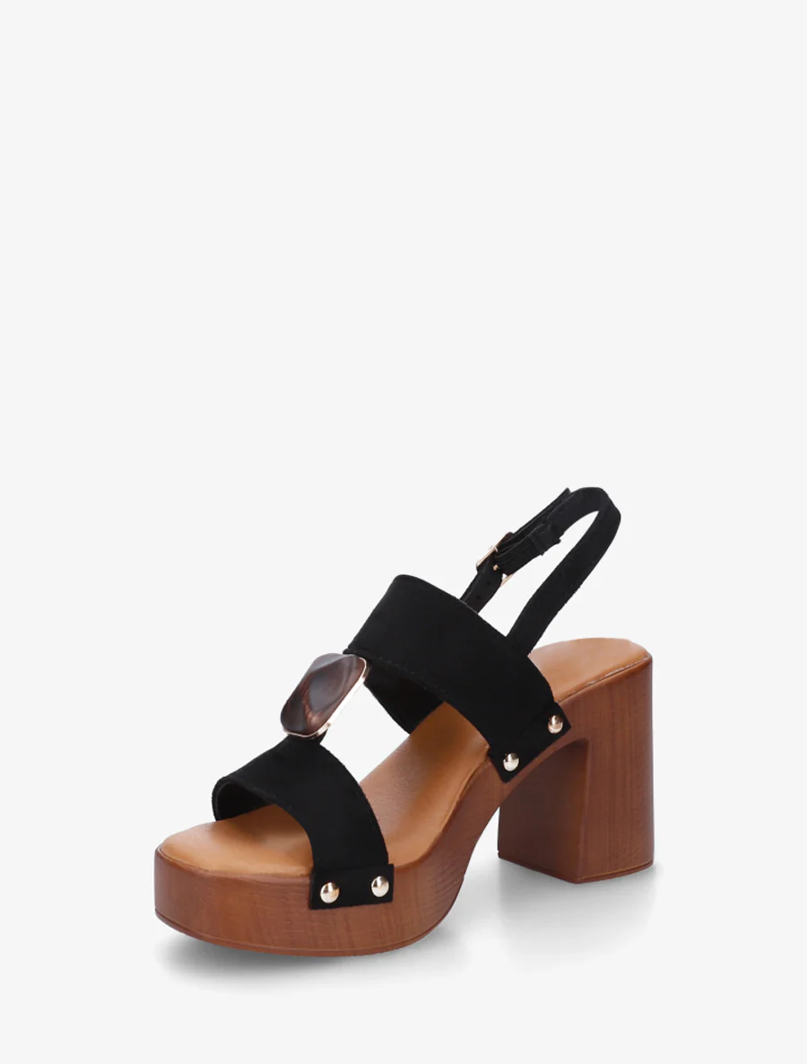Suède sandalen met hak - Zwart - Image 3