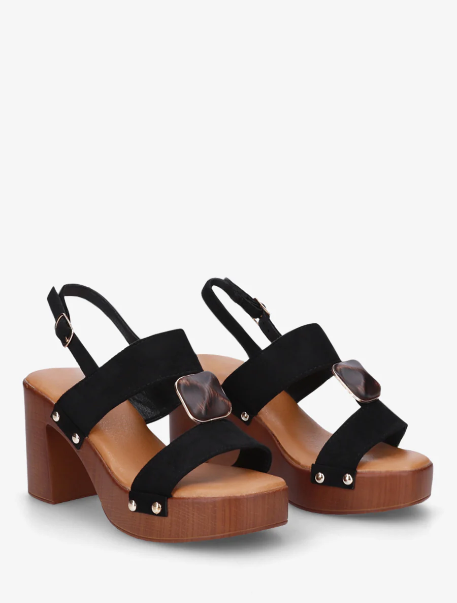 Suède sandalen met hak - Zwart - Image 4