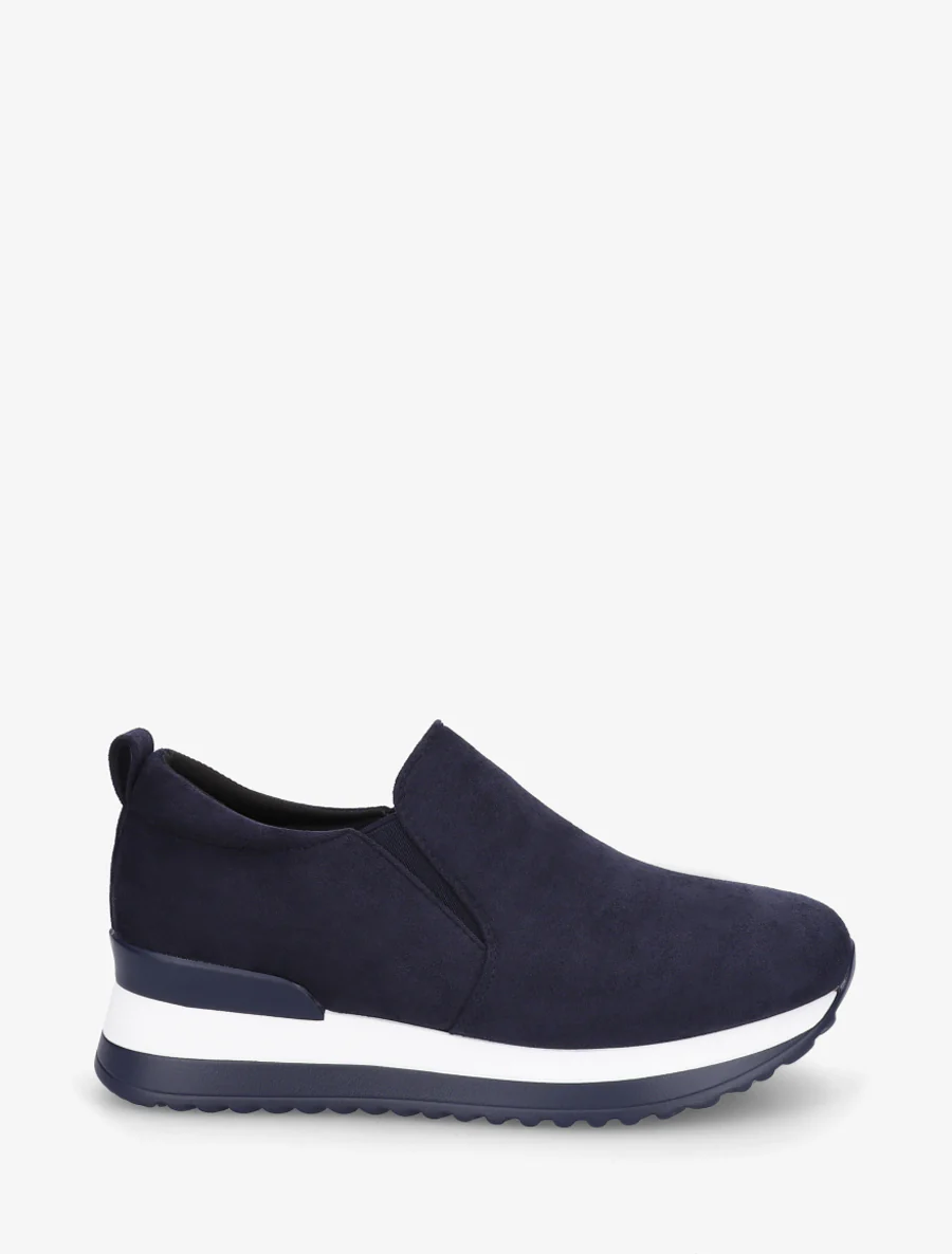 Suède sleehakken sneakers - Marine