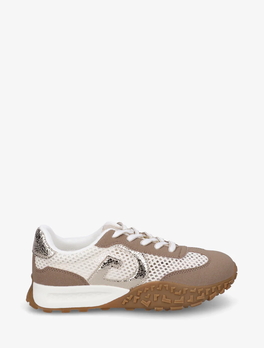 Suède sneakers en opengewerkte mesh - Mol