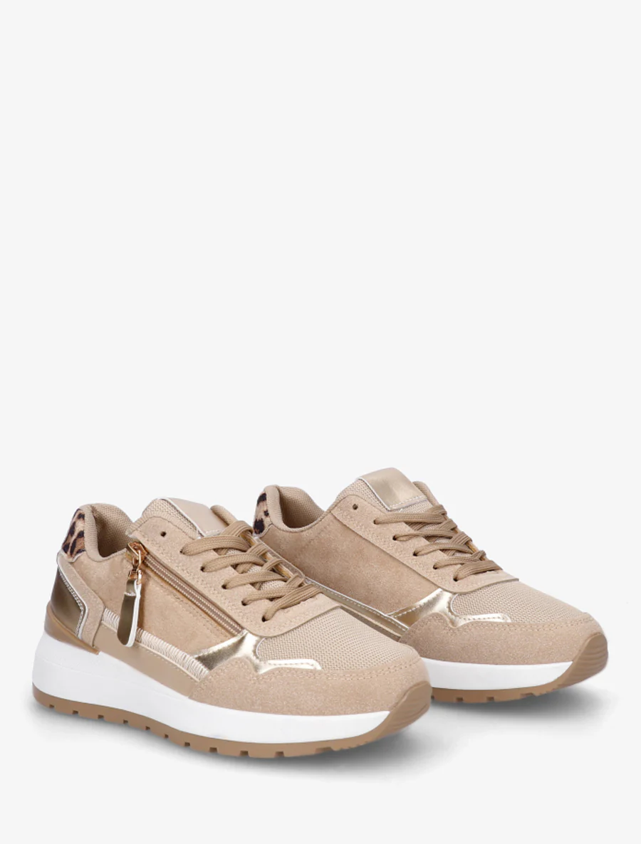 Suède sneakers met contrasterende hiel. - Mol - Image 4