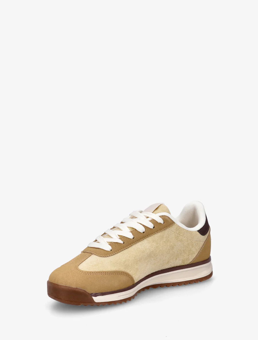 Suède sneakers met contrasterende hielversteviging - Geel - Image 3