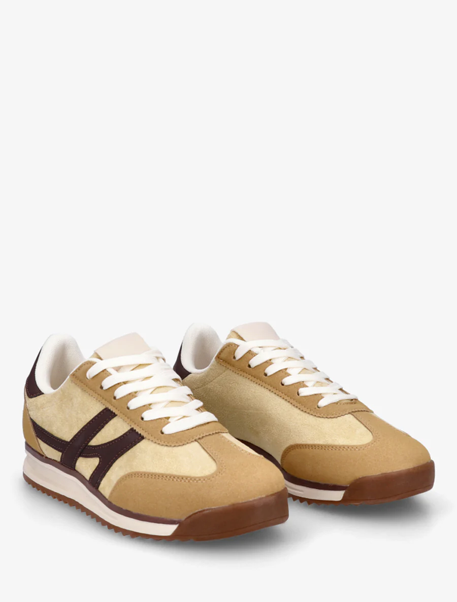 Suède sneakers met contrasterende hielversteviging - Geel - Image 4