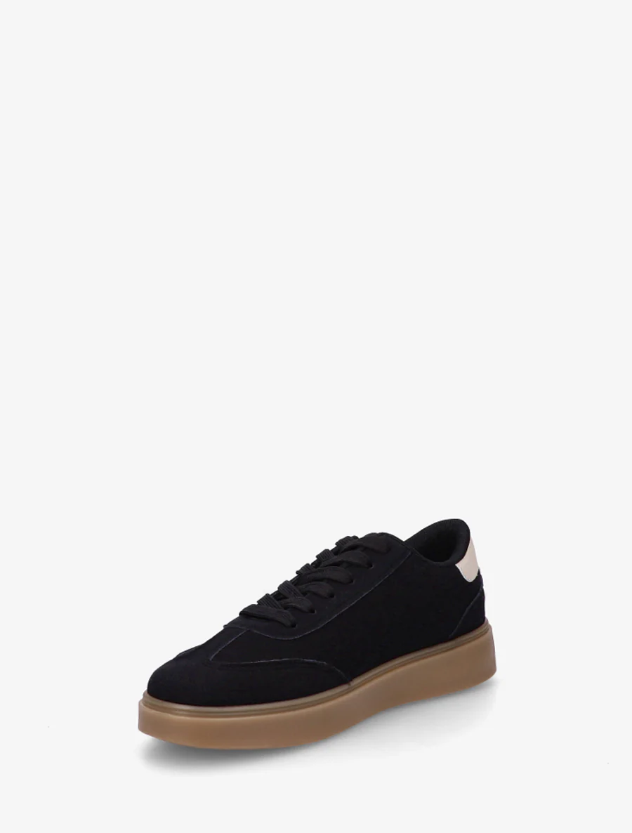Suède sneakers met imitatieleren strepen - Zwart - Image 3