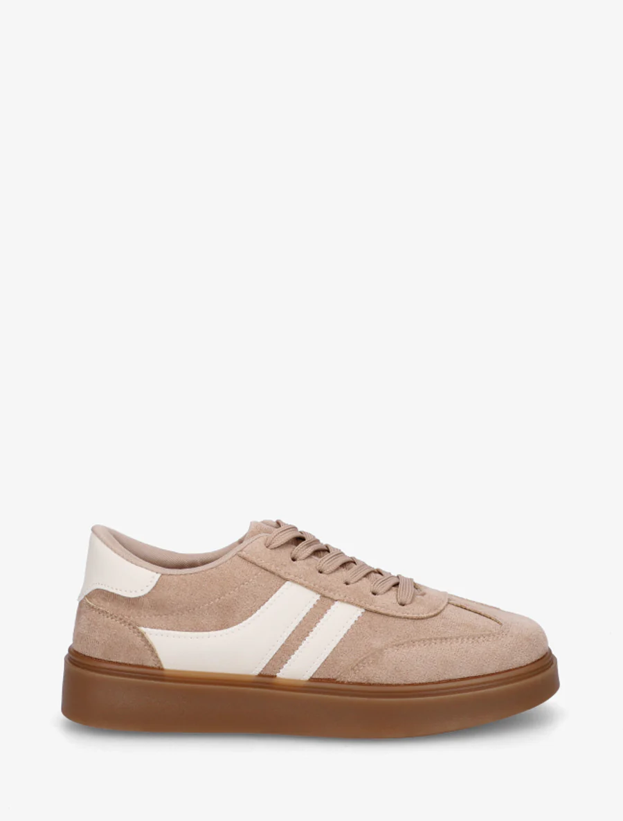 Suède sneakers met imitatieleren strepen - Mol