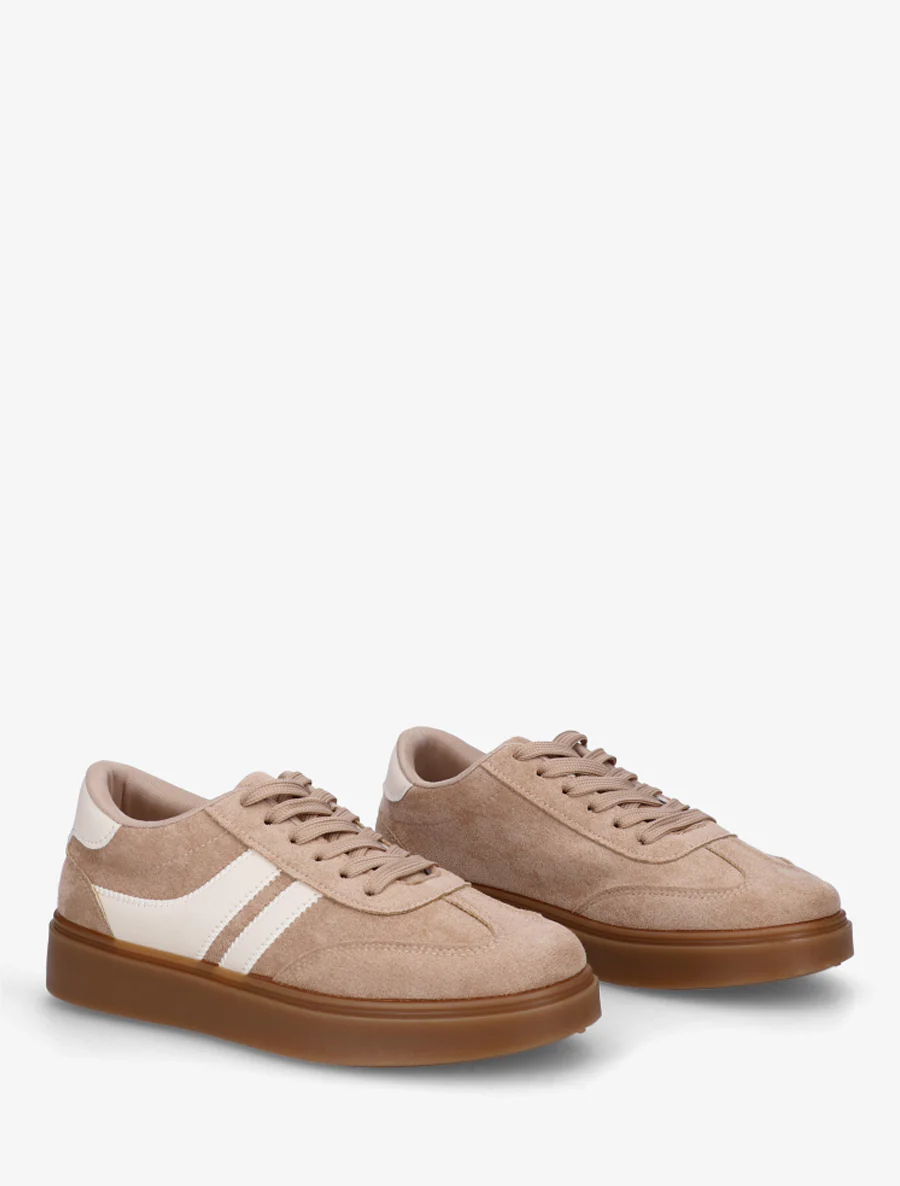 Suède sneakers met imitatieleren strepen - Mol - Image 4