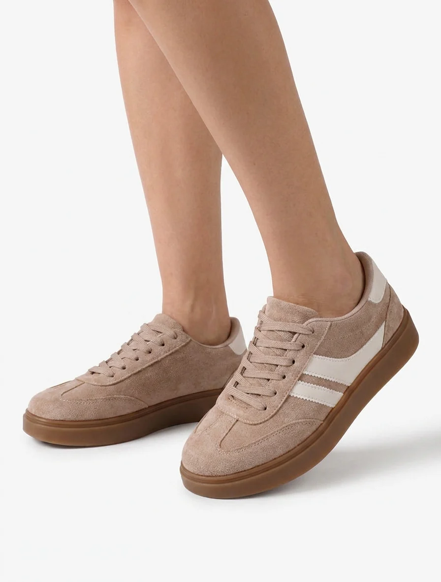 Suède sneakers met imitatieleren strepen - Mol - Image 5