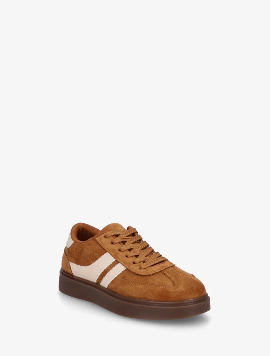 Suède sneakers met imitatieleren strepen - Roest - Image 2