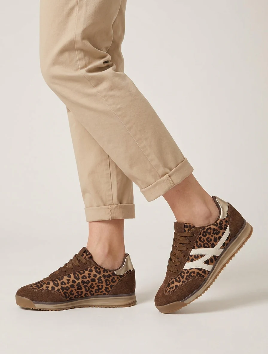 Suède sneakers met parelmoeren hielstuk - Bruin - Image 5