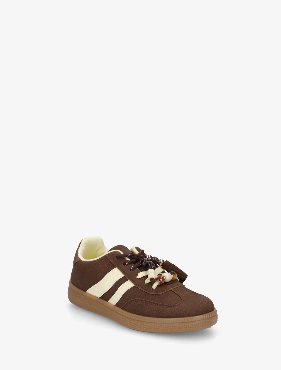 Suède sneakers met parels - Bruin - Image 2