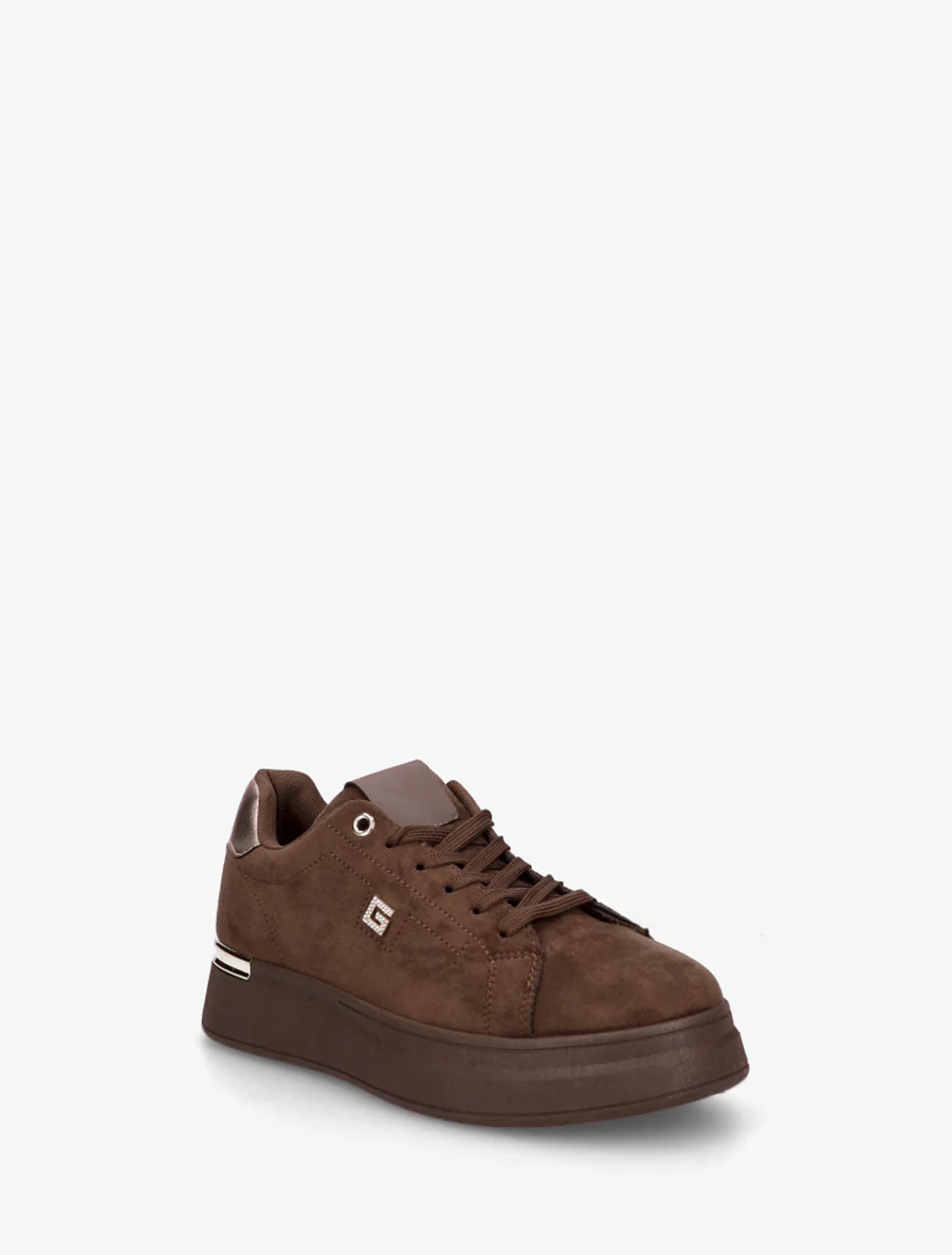 Suède sneakers met strass juweel - Bruin - Image 2