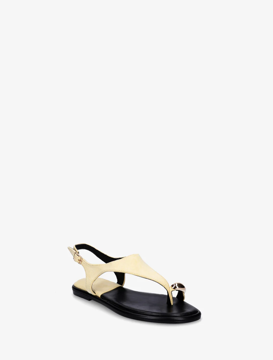 Suède teenslippers met teenstuk en metalen ring - Geel - Image 2