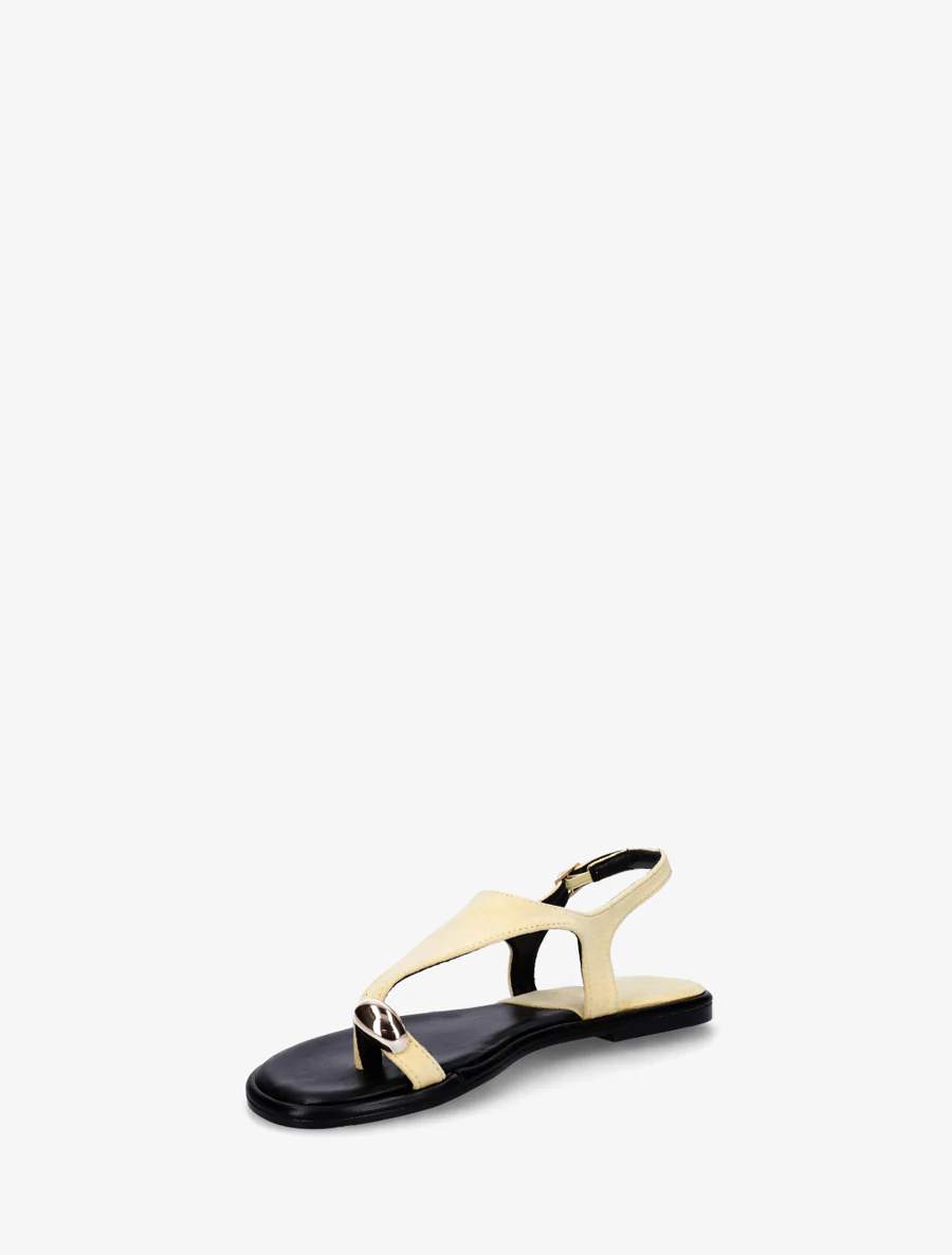 Suède teenslippers met teenstuk en metalen ring - Geel - Image 3