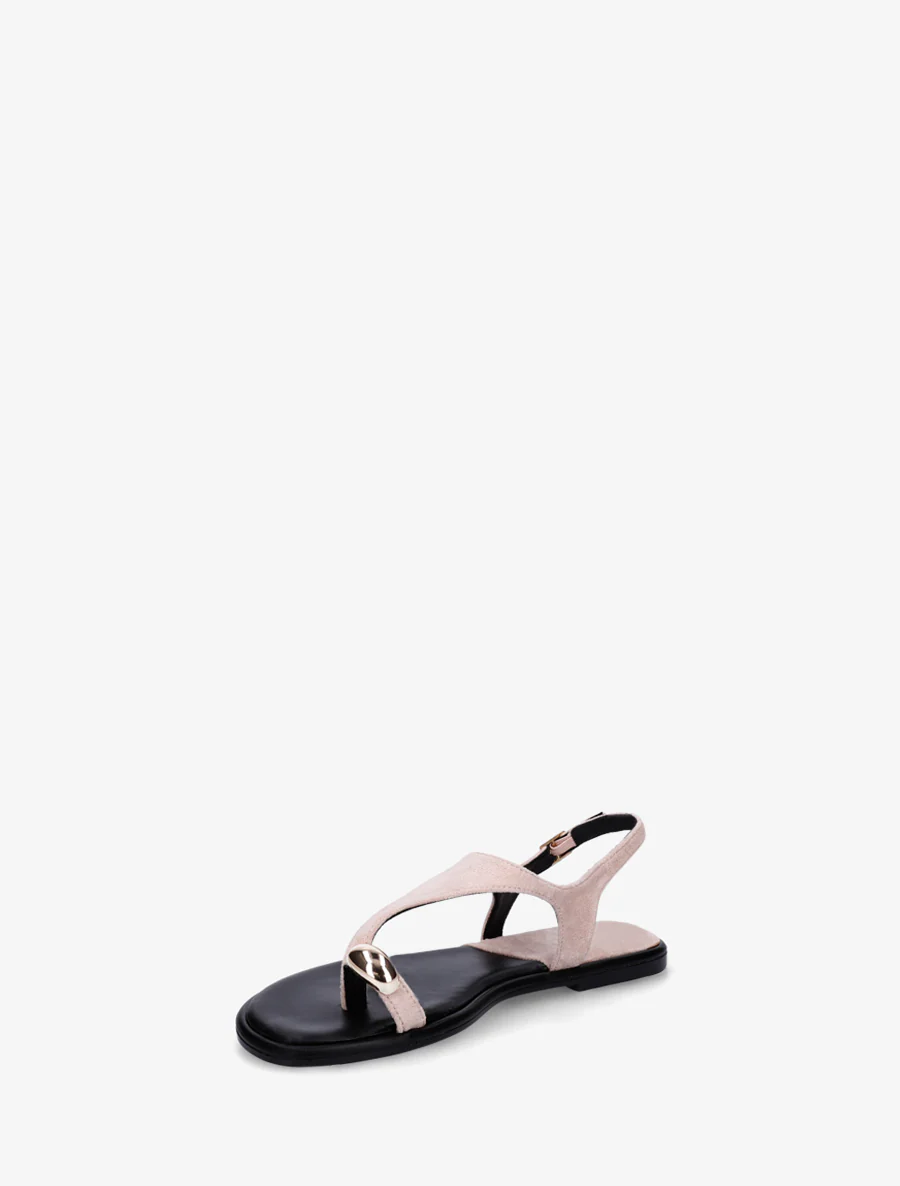 Suède teenslippers met teenstuk en metalen ring - Lichtroze - Image 3