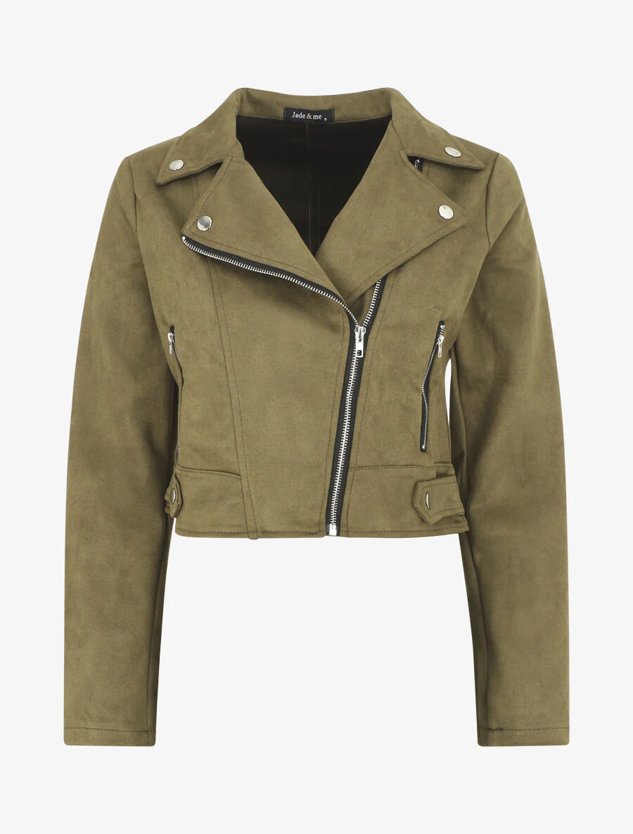 Suedine jasje 'Perfecto' stijl - Khaki