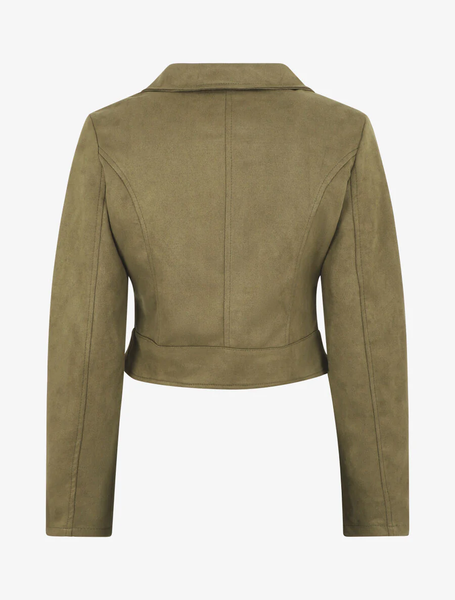 Suedine jasje 'Perfecto' stijl - Khaki - Image 2