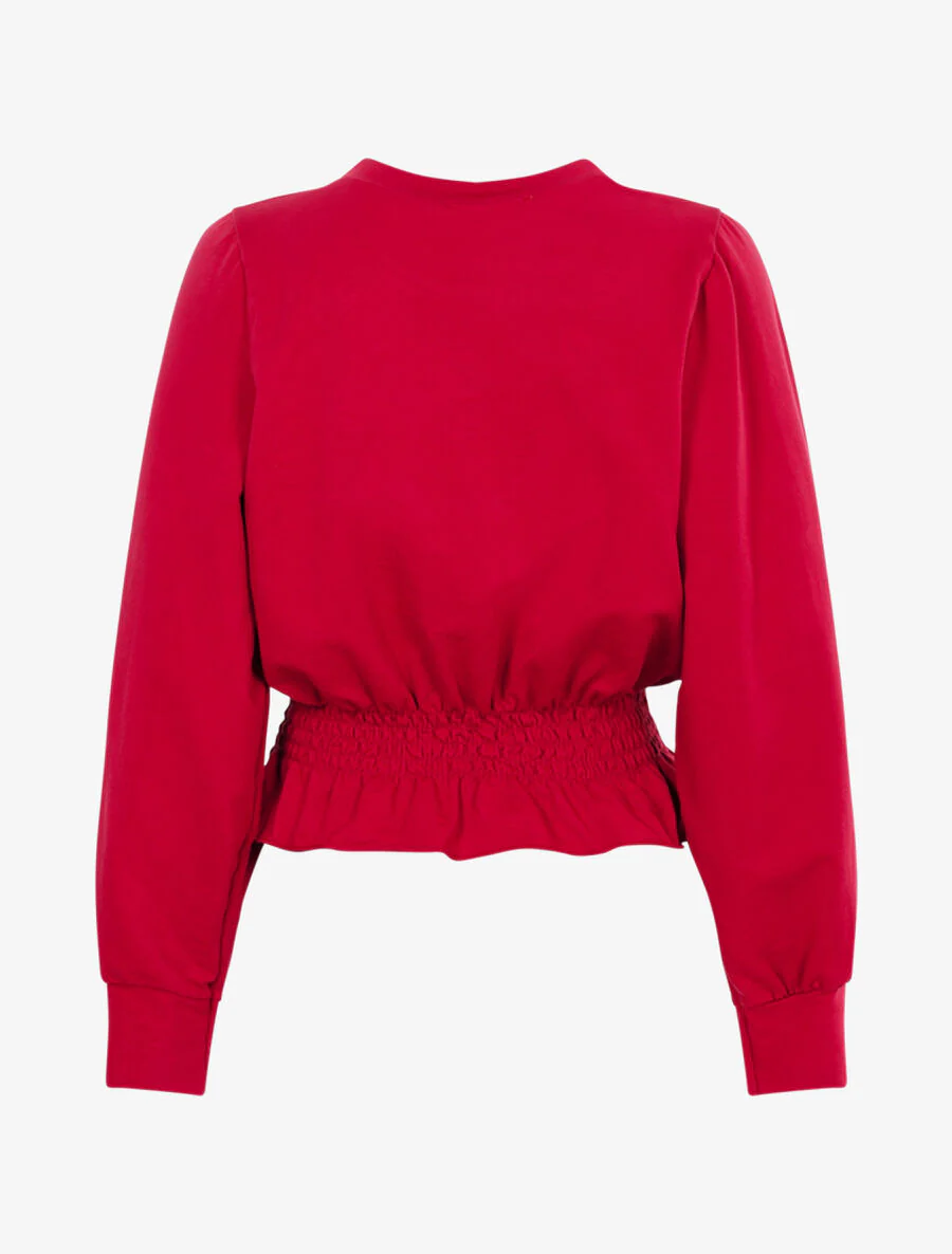 Sweatshirt met ruches aan de bovenkant - Kersenrood - Image 2