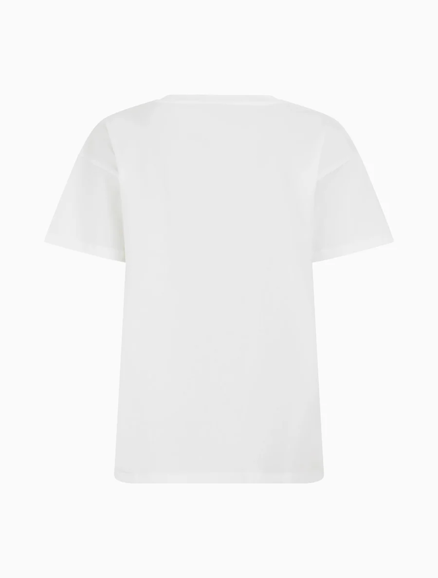 T-shirt met bloemenmotief en strasssteentjes - Wit - Image 2
