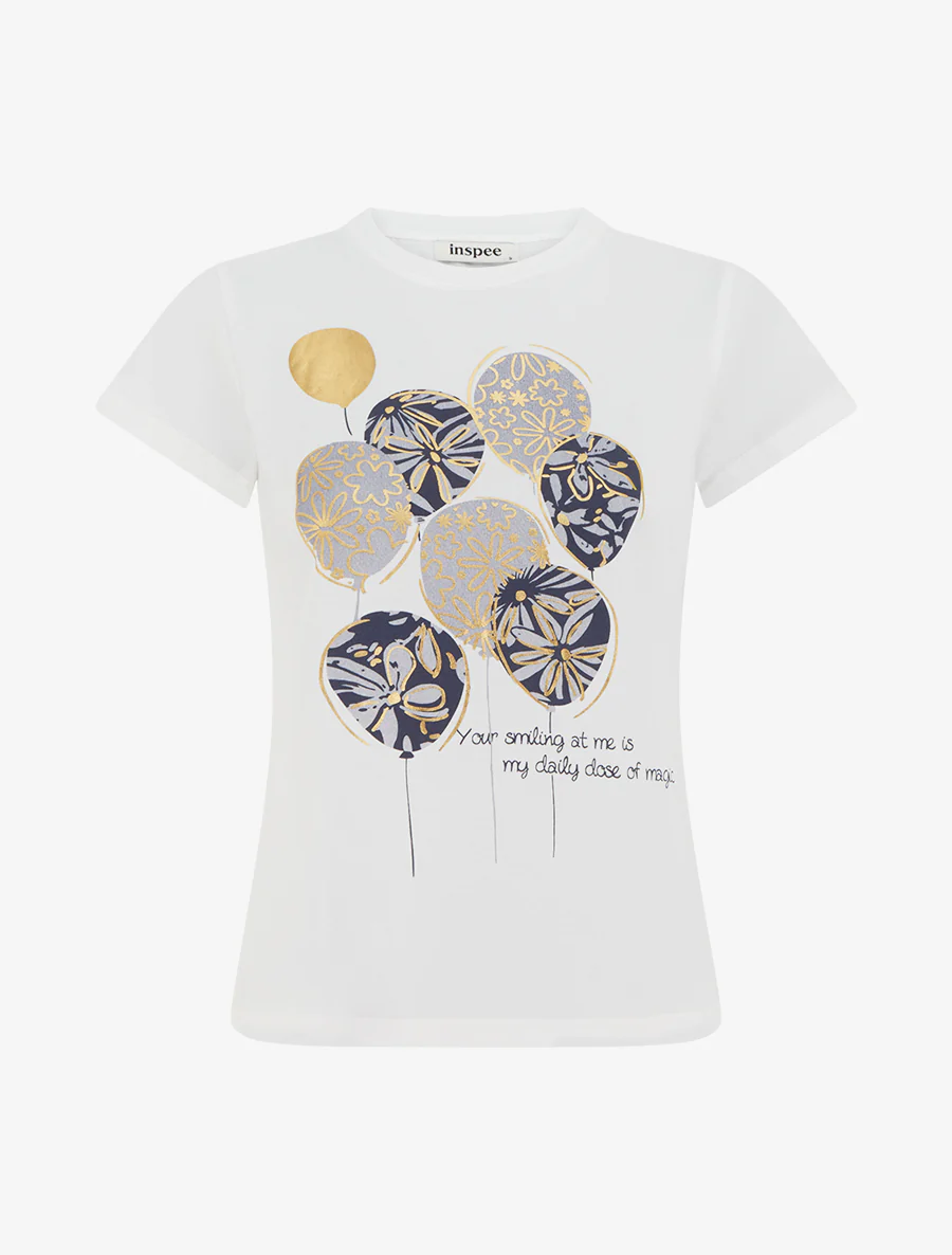 T-shirt met boodschap en ballonmotief - Marine