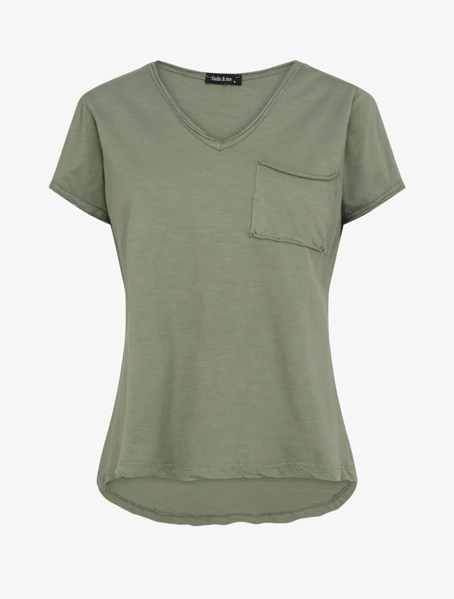 Recht effen T-shirt met korte mouwen - Kaki