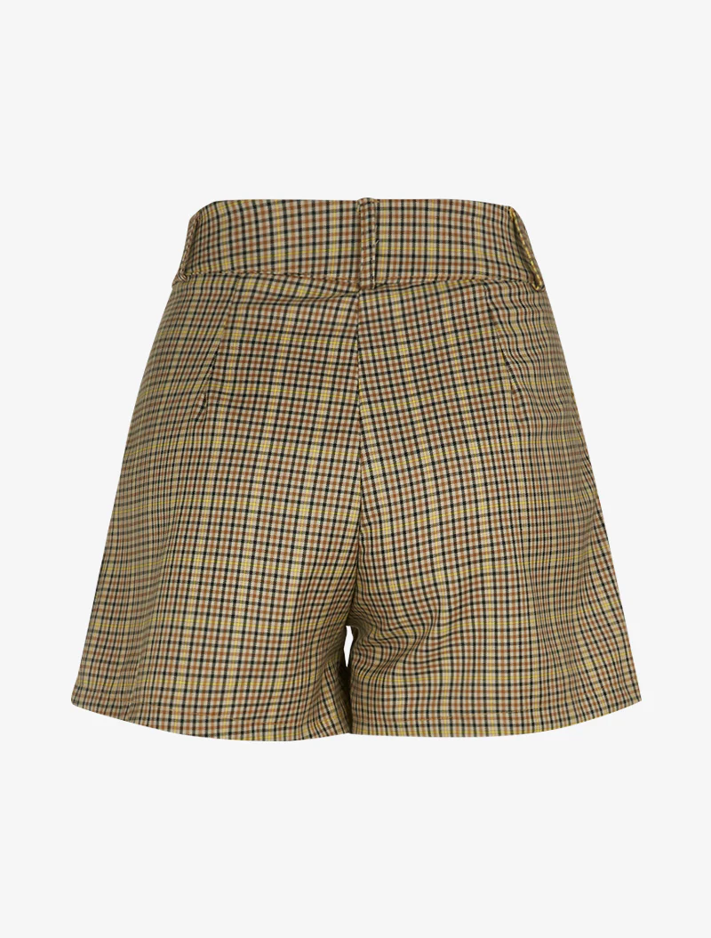 Tartan mini short - Geel - Image 2