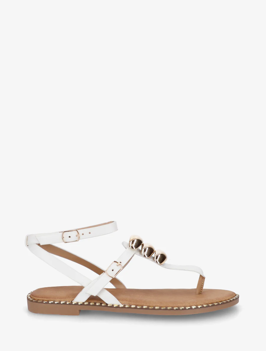 Teenslippers met metalen sieraden - Wit