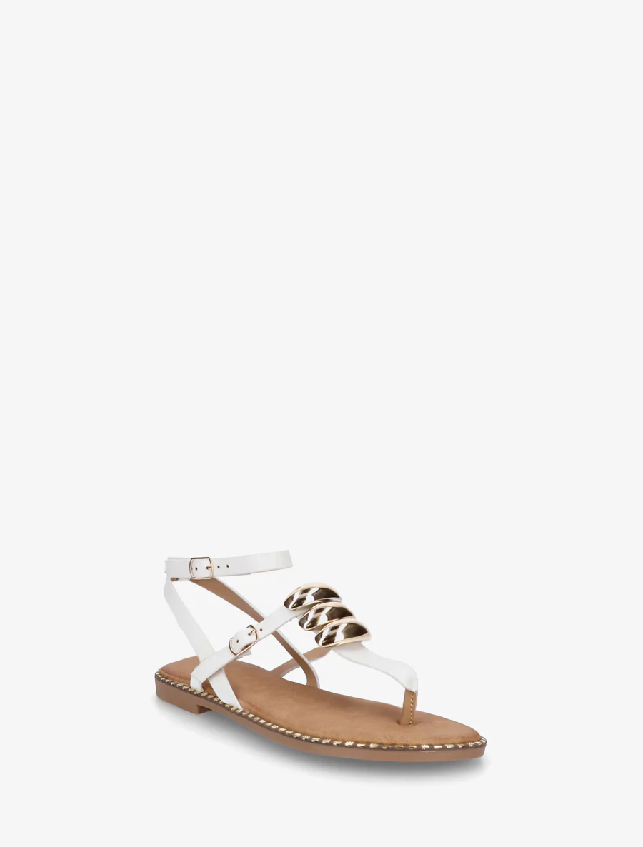 Teenslippers met metalen sieraden - Wit - Image 2