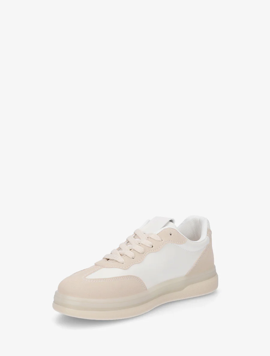 Tennis in imitatieleer met grafisch inzetstuk - Beige - Image 3