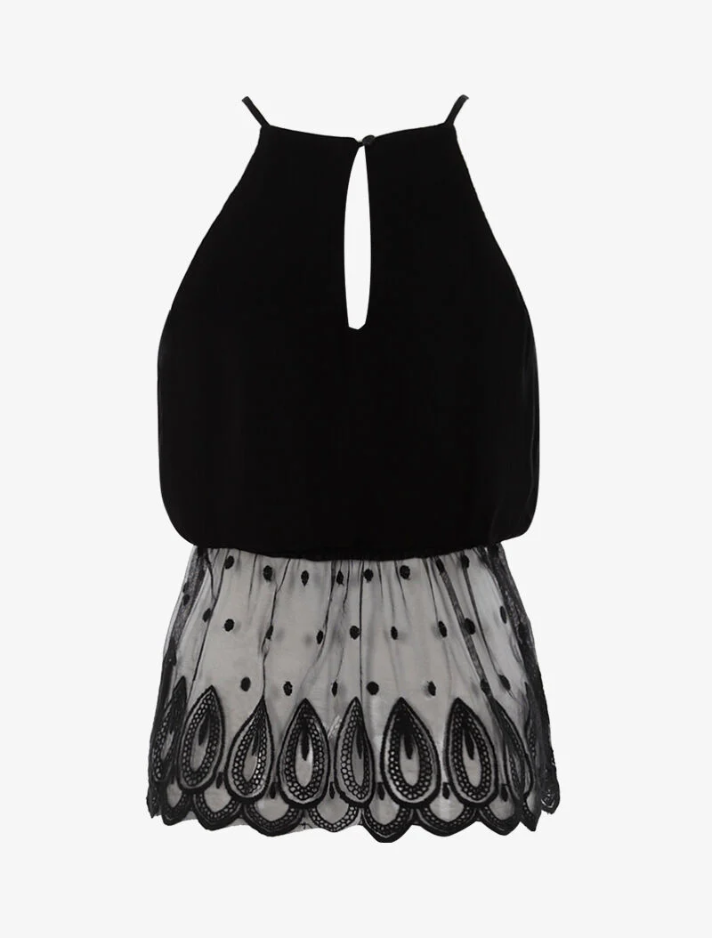 Top bolsnit met haakdetails - zwart - Image 2