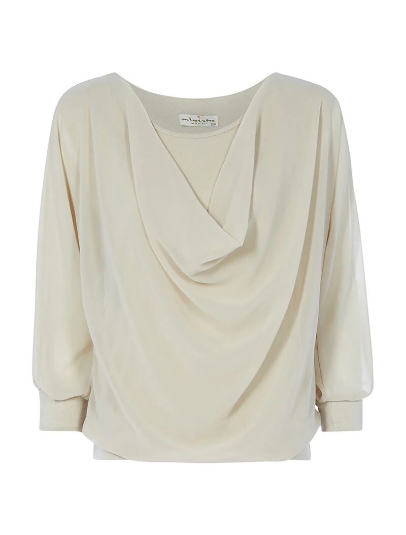 Top met watervalhals - beige