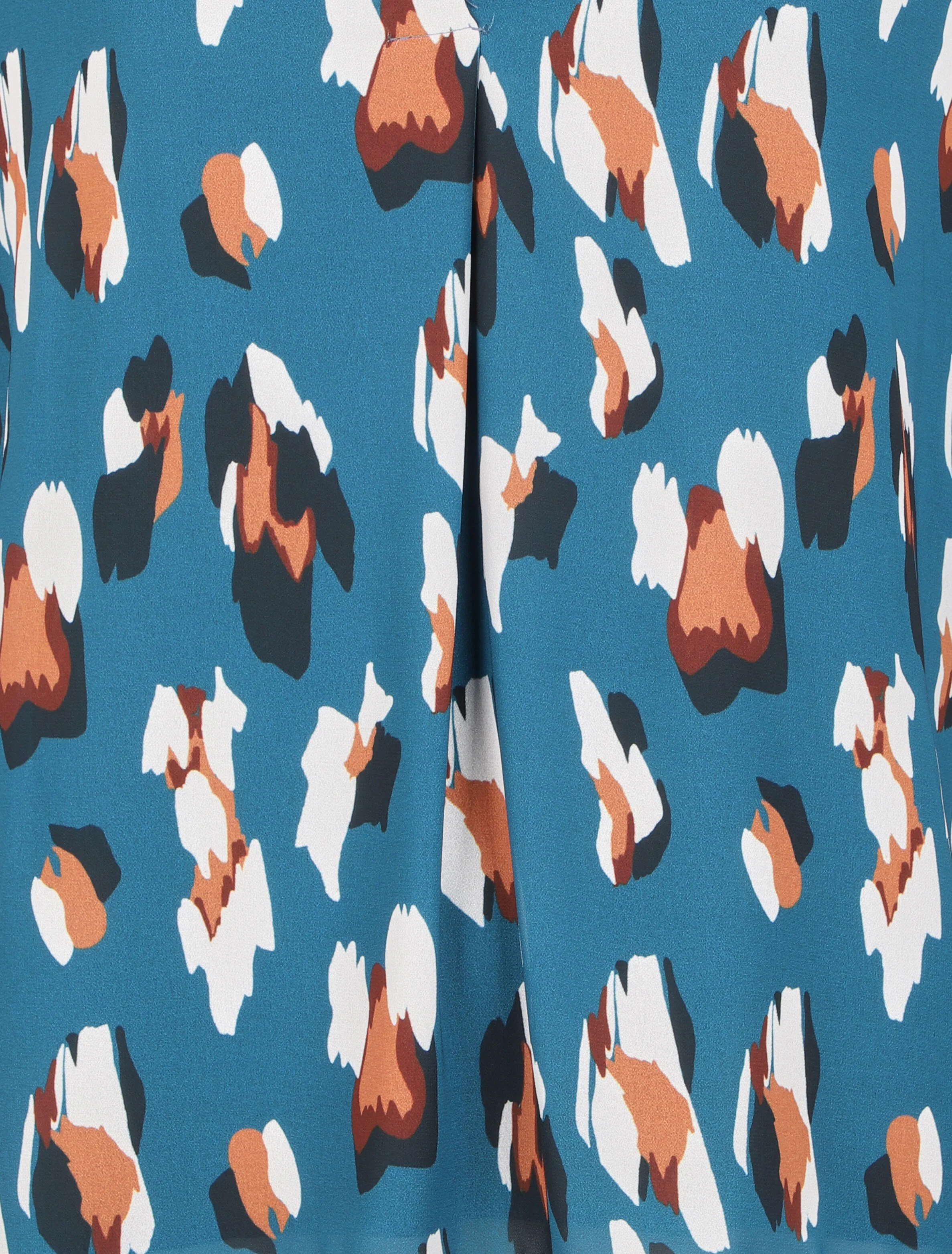 Gestileerde luipaardprint top met volant V-hals - Blauwgroen - Image 3