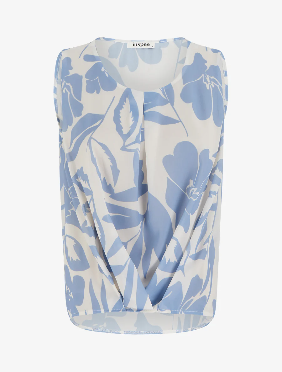 Top in bloemenprint stof - Lichtblauw